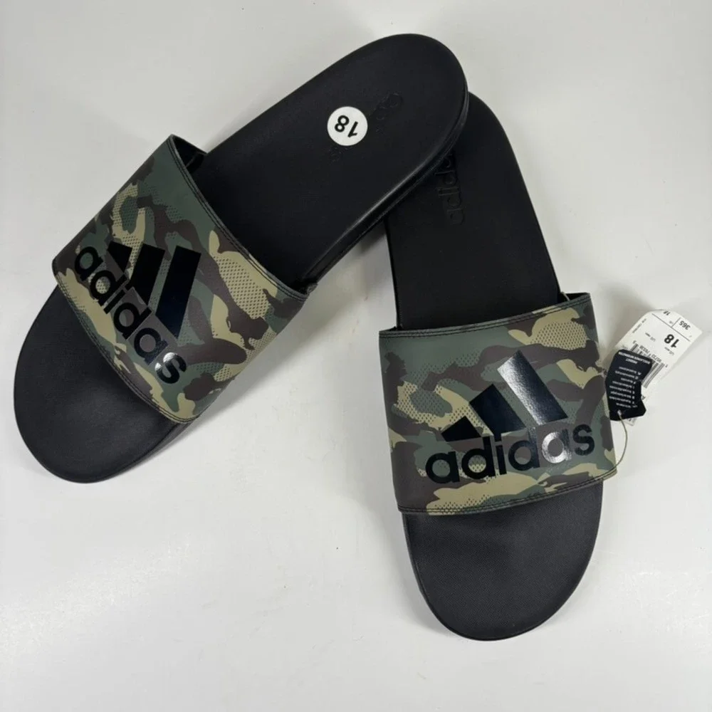 Adidas‎ Adilette Men's US 18 Camouflage Cloudfoam Slip-On Comfort Slide Sandals